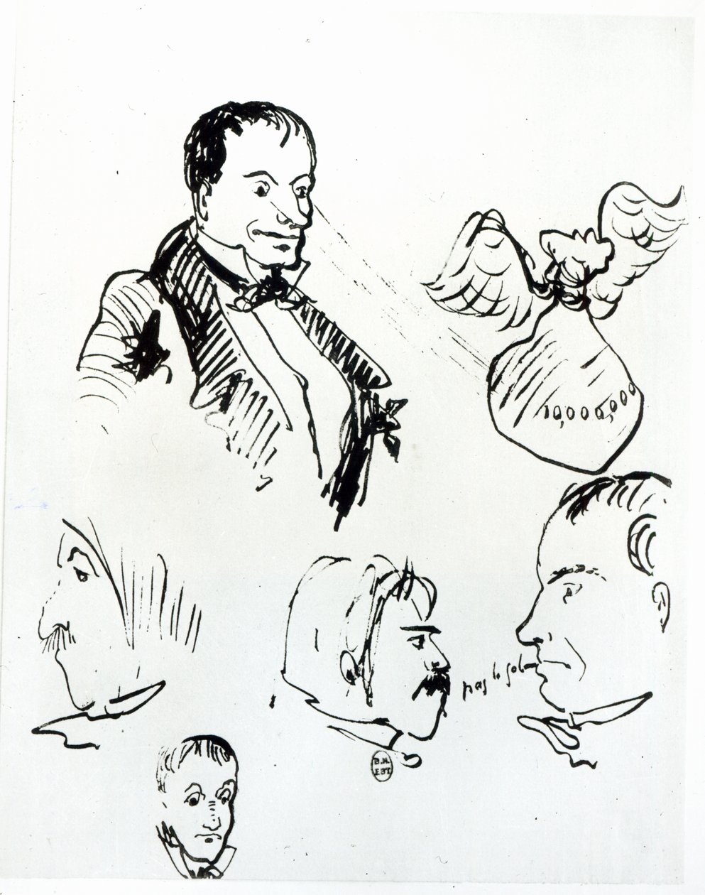 ثلاث صور شخصية وملفات شخصية لجول تشامبفلوري (1821-1889) وتشارلز أسلينو (1820-1874) c.1857-58 بواسطة تشارلز بيير بودلير