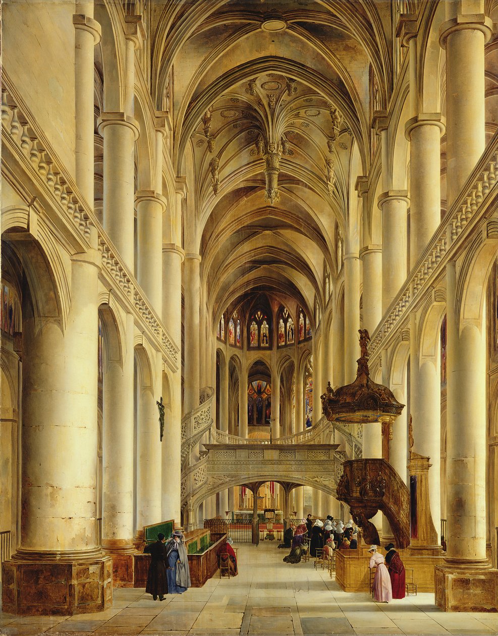 داخل كنيسة سانت اتيان دو مونت ، باريس ، c.1820 بواسطة تشارلز رينو