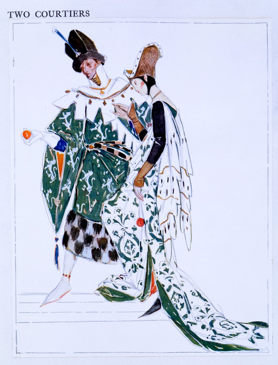 تصاميم أزياء لشخصين من الحكام ، شخصيات من "St Joan" لجورج برنارد شو ، c.1924 (مرحاض وقلم رصاص على ورق) بواسطة تشارلز ريكيتس