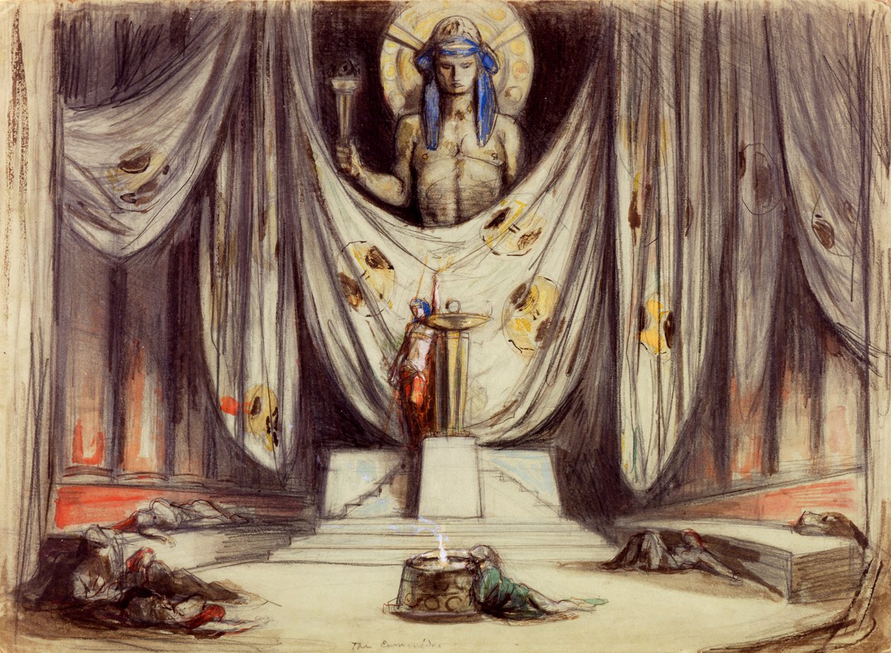 تصميم Aeschylus: The Eumenides ، c.1919 (قلم رصاص ومرحاض على الورق) بواسطة تشارلز ريكيتس