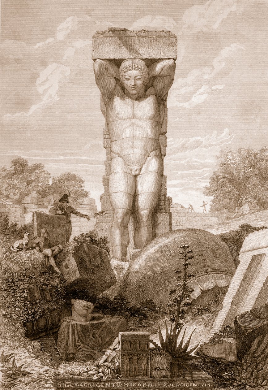 المعبد في أجريجينتوم ، صقلية ، من "آثار أثينا وأماكن أخرى في اليونان" ، نشر Priestly und Weale ، لندن 1830 بواسطة تشارلز روبرت كوكريل