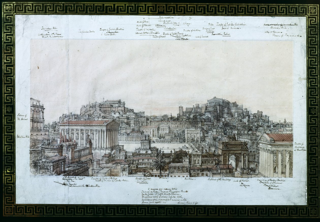 إعادة بناء روما القديمة في زمن الأنطونيين ، c.1819 (قلم وحبر ومرحاض على ورق) بواسطة تشارلز روبرت كوكريل