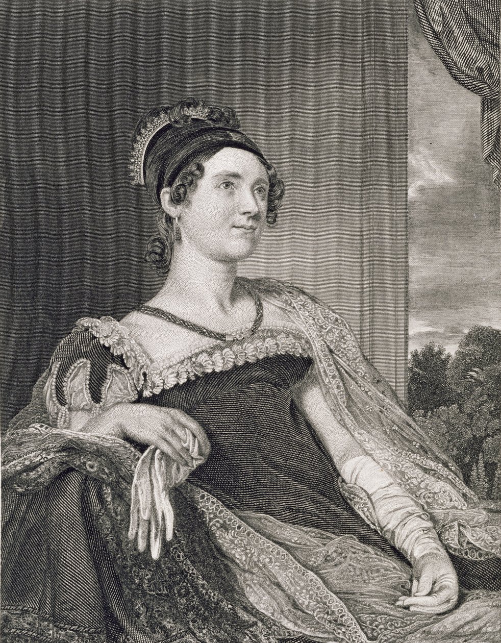لويزا كاثرين آدامز (1775-1852) منقوشة بواسطة GF Storm (fl.c.1834) بواسطة تشارلز روبرت ليزلي