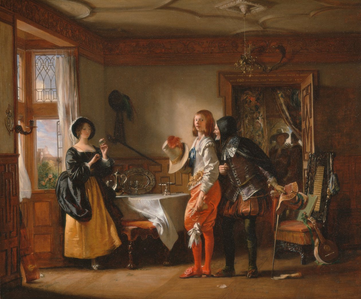 مرهف ، بمساعدة Shallow ، Courting Anne Page ، من زوجات Merry of Windsor بواسطة تشارلز روبرت ليزلي