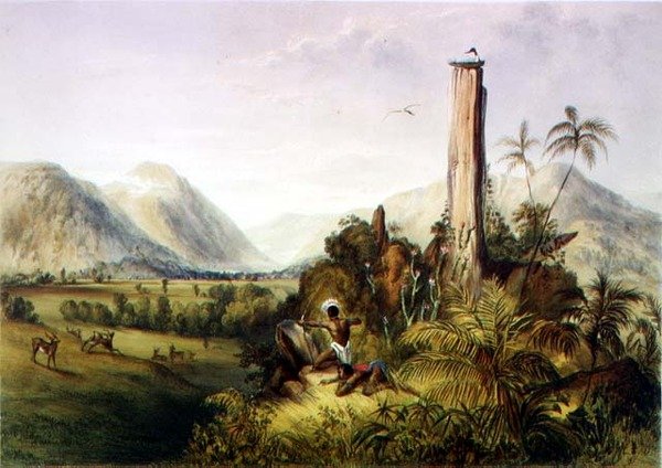 Pure-Piapa ، حجر بازلتي رائع في غيانا ، من "Views in the Interior of Guiana" ، نقش بواسطة Paul Gauci (من 1834-1867). بواسطة أكرمان بواسطة تشارلز (بعد) بنتلي