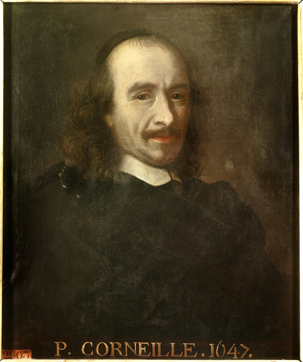 صورة للشاعر الدرامي الفرنسي بيير كورنيل (1606-1684). لوحة مجهولة لتشارلز ليبرون (لو برون) (1619-1690). فرساي ، قلاع فرساي وتريانون. بواسطة تشارلز (بعد) لو برون