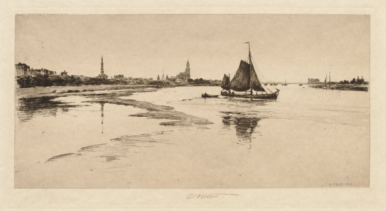 أرنهايم على نهر الراين ، 1888. بواسطة تشارلز آدامز بلات