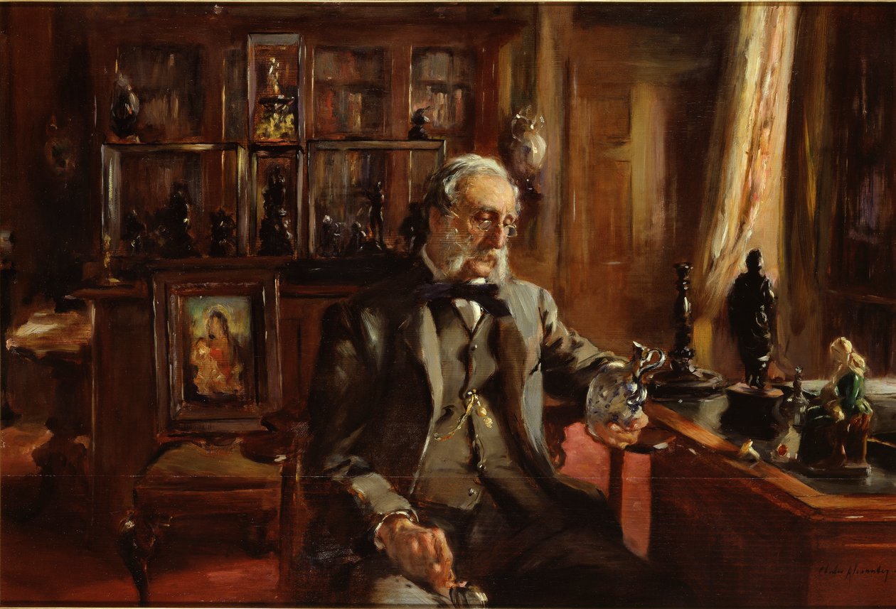 L'amateur chez lui The Collector at Home ، أواخر القرن التاسع عشر بواسطة تشارلز ألكسندر