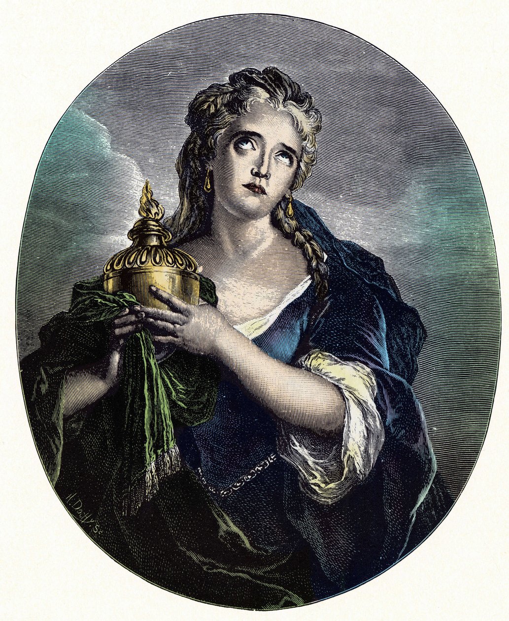 Adrienne Lecouvreur (1692-1730), French actress in the role of “" Cornelia "” in “Mort de Pompee” by Pierre Corneille. بواسطة تشارلز انطوان (بعد) كويبل