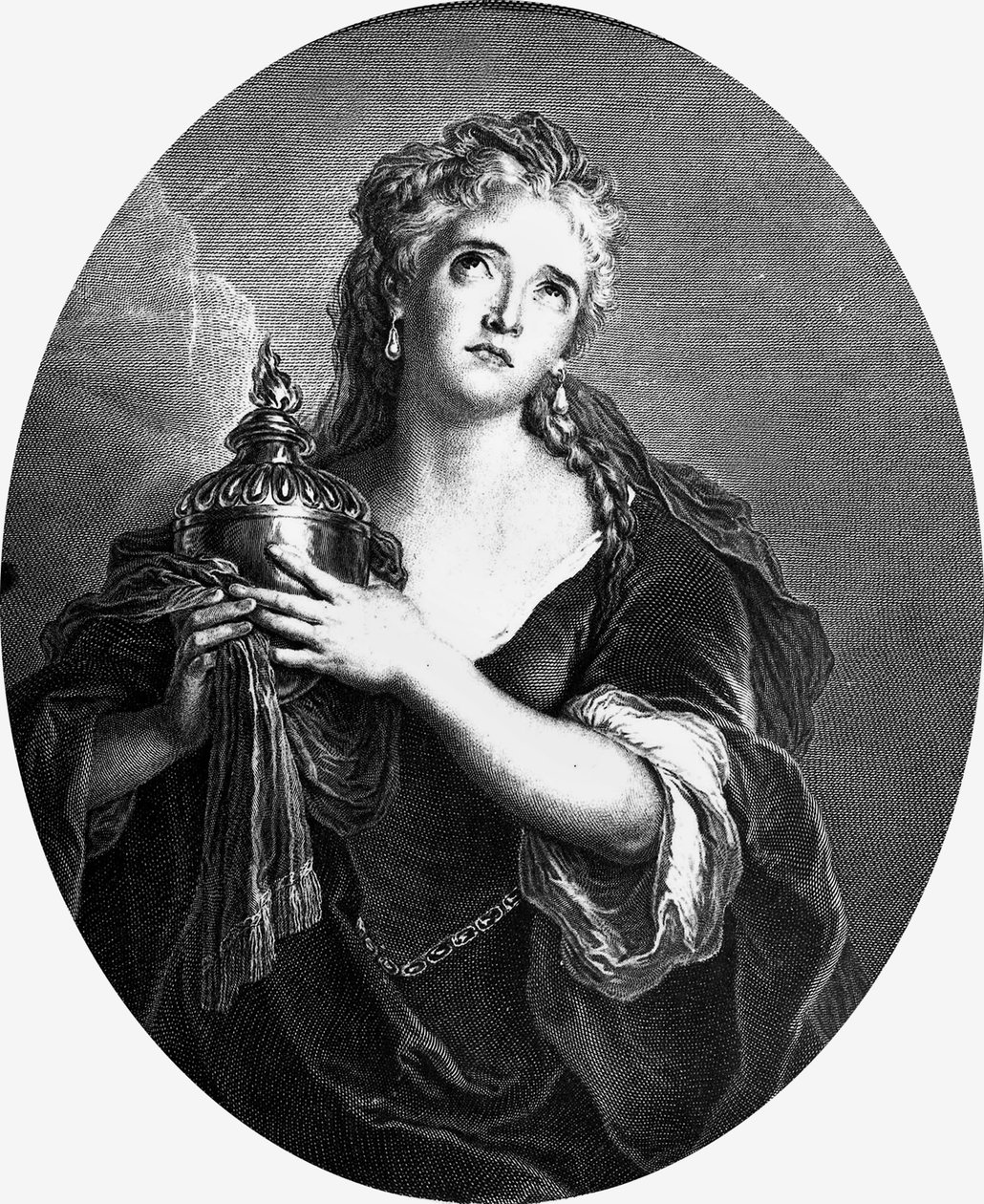 Adrienne Lecouvreur (1692-1730), French actress in the role of “" Cornelia "” in “Mort de Pompee” by Pierre Corneille. بواسطة تشارلز انطوان (بعد) كويبل