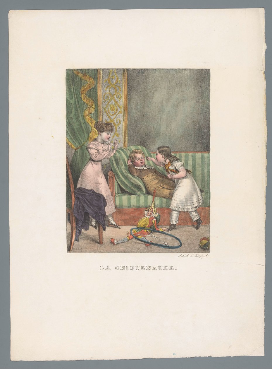 فتاة تطقط طفل صغير على خده La chicnaude (العنوان على الكائن) مسرحية ومشاعر الطفل (عنوان المسلسل) Les jeux de l