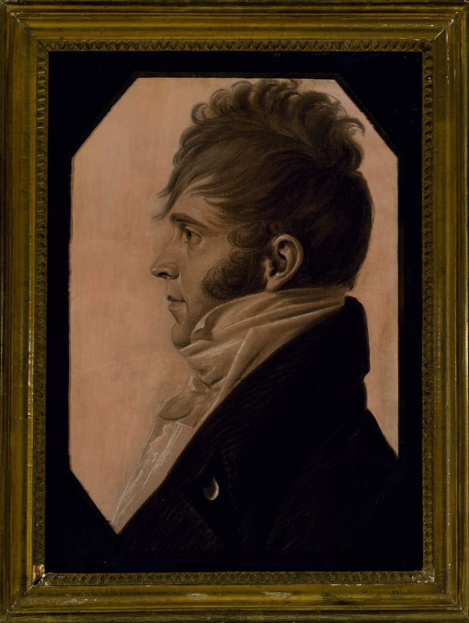 صورة لرجل ، ج. 1804 (طباشير أسود مزين بالأبيض على ورق وردي) بواسطة شارل بالتازار جوليان فيفريت دي سان مين