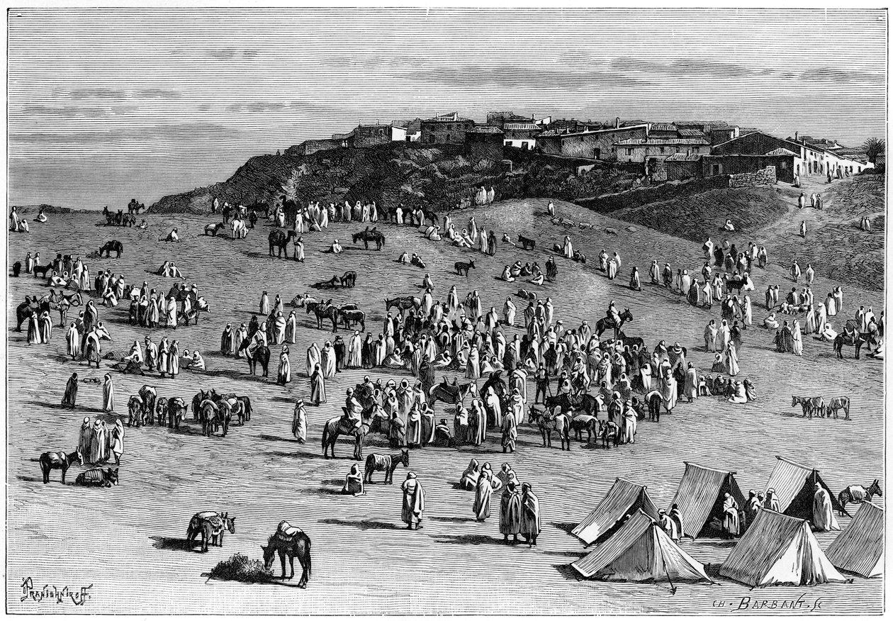 قرية وسوق بوجاري ، c1890 بواسطة تشارلز باربانت