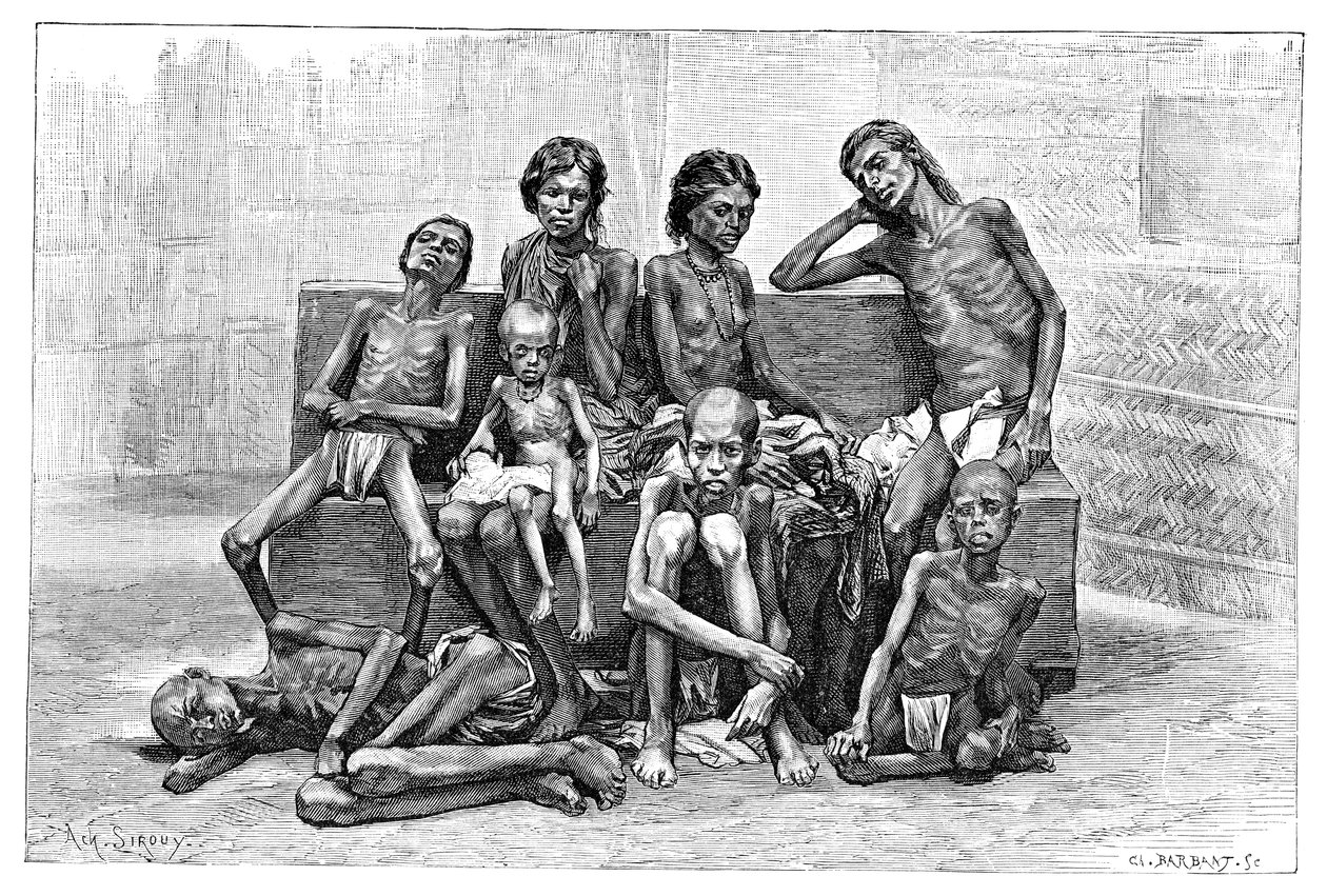 ضحايا المجاعة ، الهند ، 1895. بواسطة تشارلز باربانت