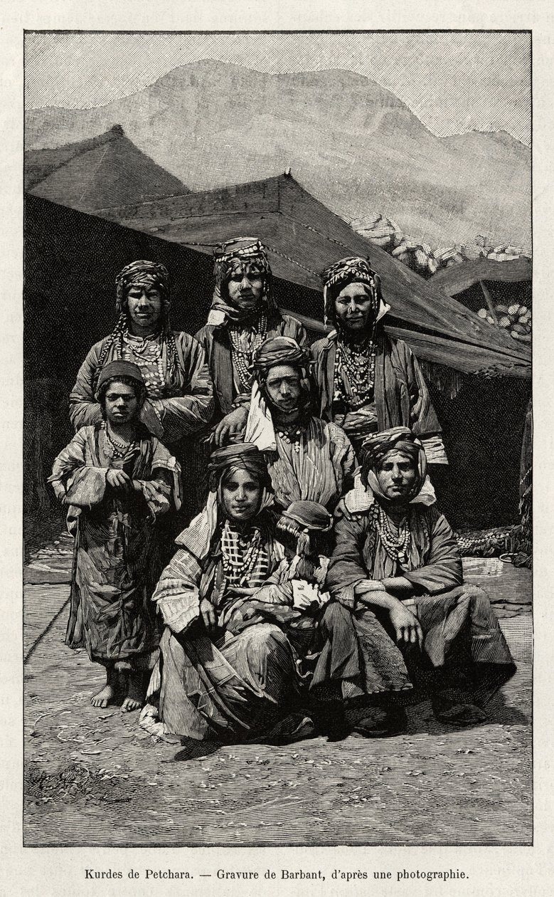 أكراد بتشارا (تركيا). نقش لباربانت لتوضيح قصة "عبر أرمينيا الروسية ، كاراباخ ، وادي أراكس ، أرارات ماسيف" لمدام ب. بواسطة تشارلز باربانت