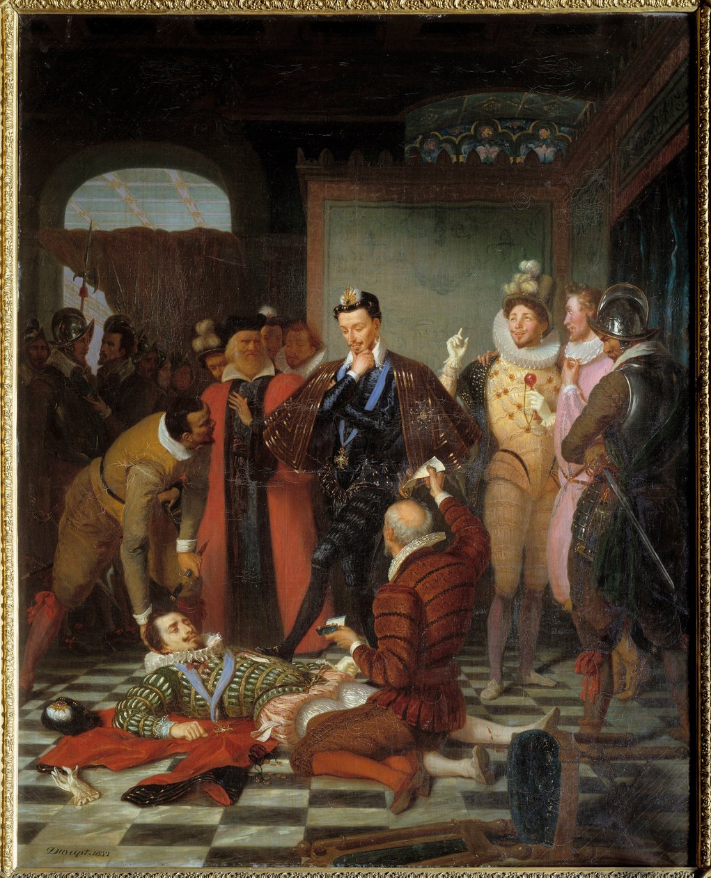 هنري الثالث ملك فرنسا يدفع جثة هنري الأول ملك لورين ، دوق Guise المسمى Balafre (1550-1588) بعد اغتياله في قلعة بلوا بواسطة تشارلز بارتيليمي دوروبت