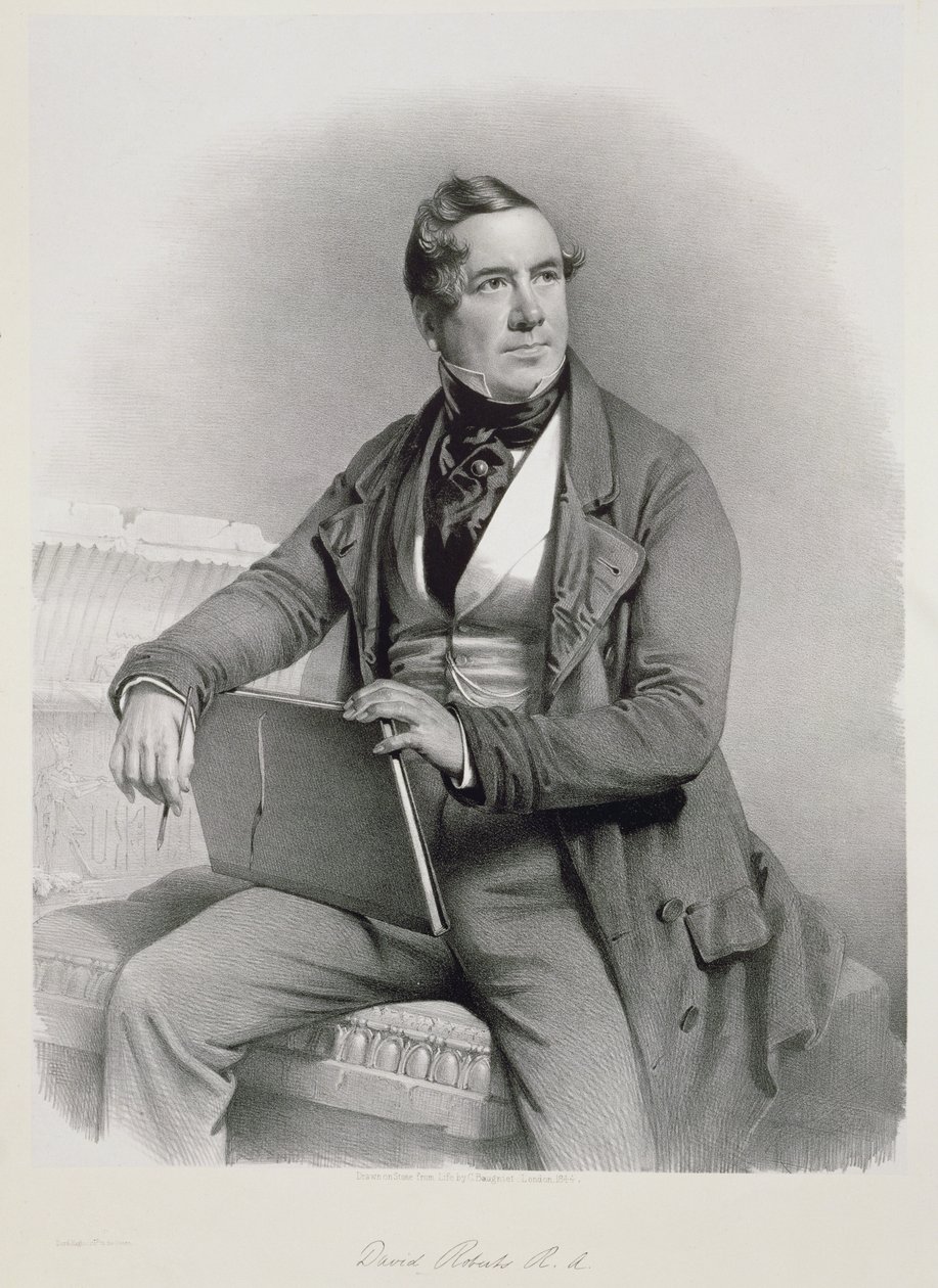 صورة ديفيد روبرتس (1796-1864) في واجهة المجلد الأول من "الأرض المقدسة" ، 1844 بواسطة تشارلز بوجنيت