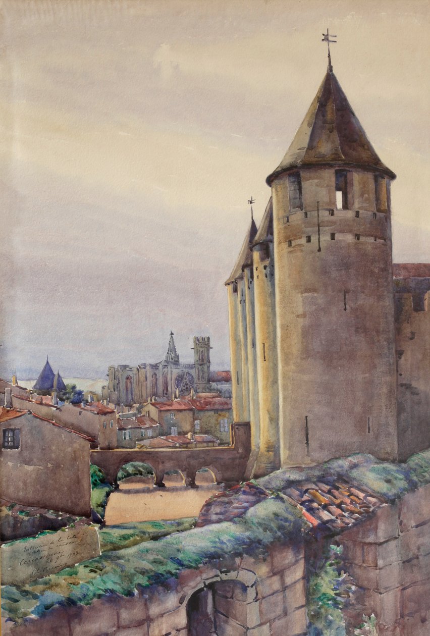 داخل مدينة كاركاسون حوالي 1904 (ألوان مائية) بواسطة تشارلز بيرنييه