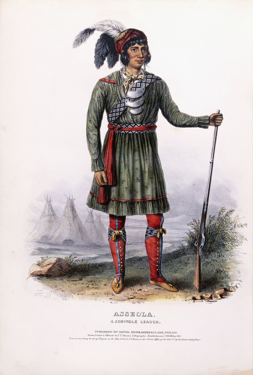 Asseola ، قائد سيمينول ، حوالي 1837-1844 (طباعة حجرية ملونة يدوية الصنع) بواسطة تشارلز بيرد (بعد) الملك