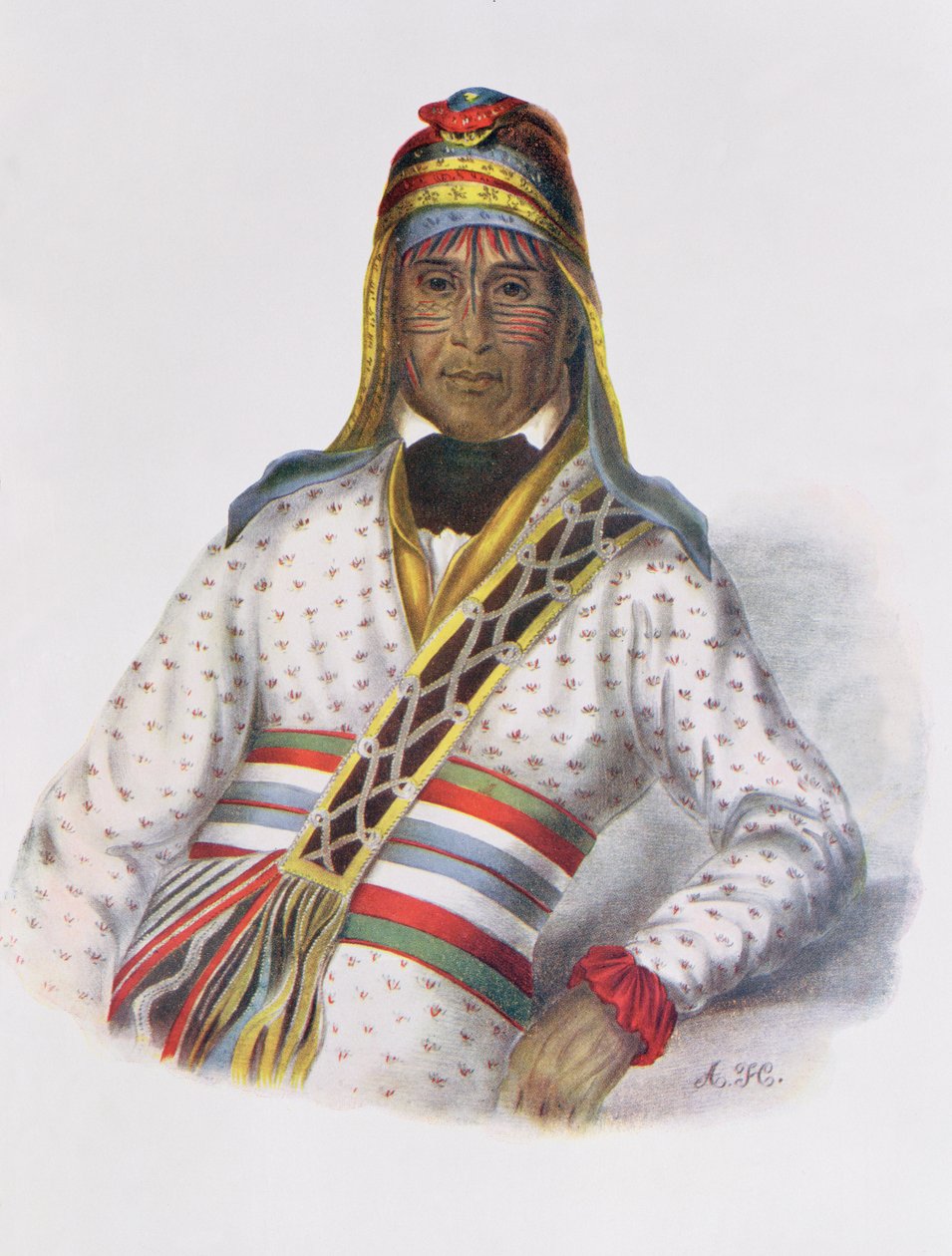 يوهولو ميكو ، رئيس الخور ، 1825 ، رسم توضيحي من "القبائل الهندية لأمريكا الشمالية ، المجلد 2" ، بقلم توماس ل. مكيني وجيمس هول ، الحانة. بواسطة John Grant (color litho) بواسطة تشارلز بيرد كينج