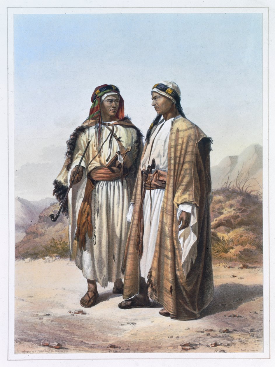 A Mahazi and a Soualeh Bedouin, 1848 بواسطة تشارلز بور