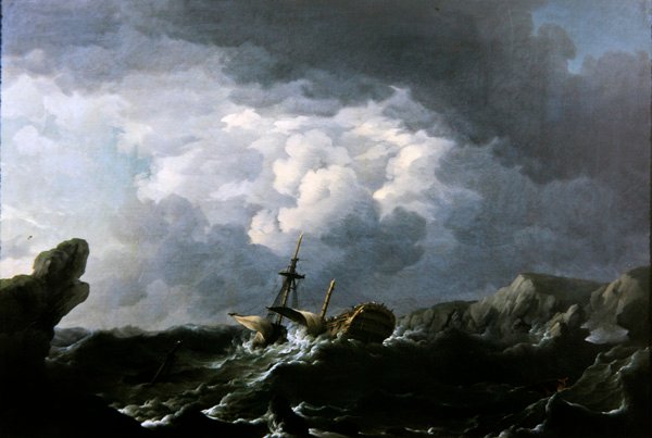 حطام HMS Lichfield قبالة الساحل المغربي ، 29 نوفمبر 1758 (زيت على قماش) بواسطة تشارلز بروكينج