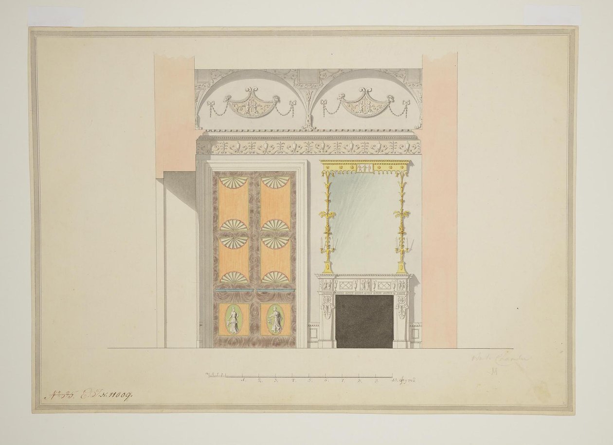 تصميم مكتبة مجلس الوزراء ، أوائل 1780 بواسطة تشارلز كاميرون