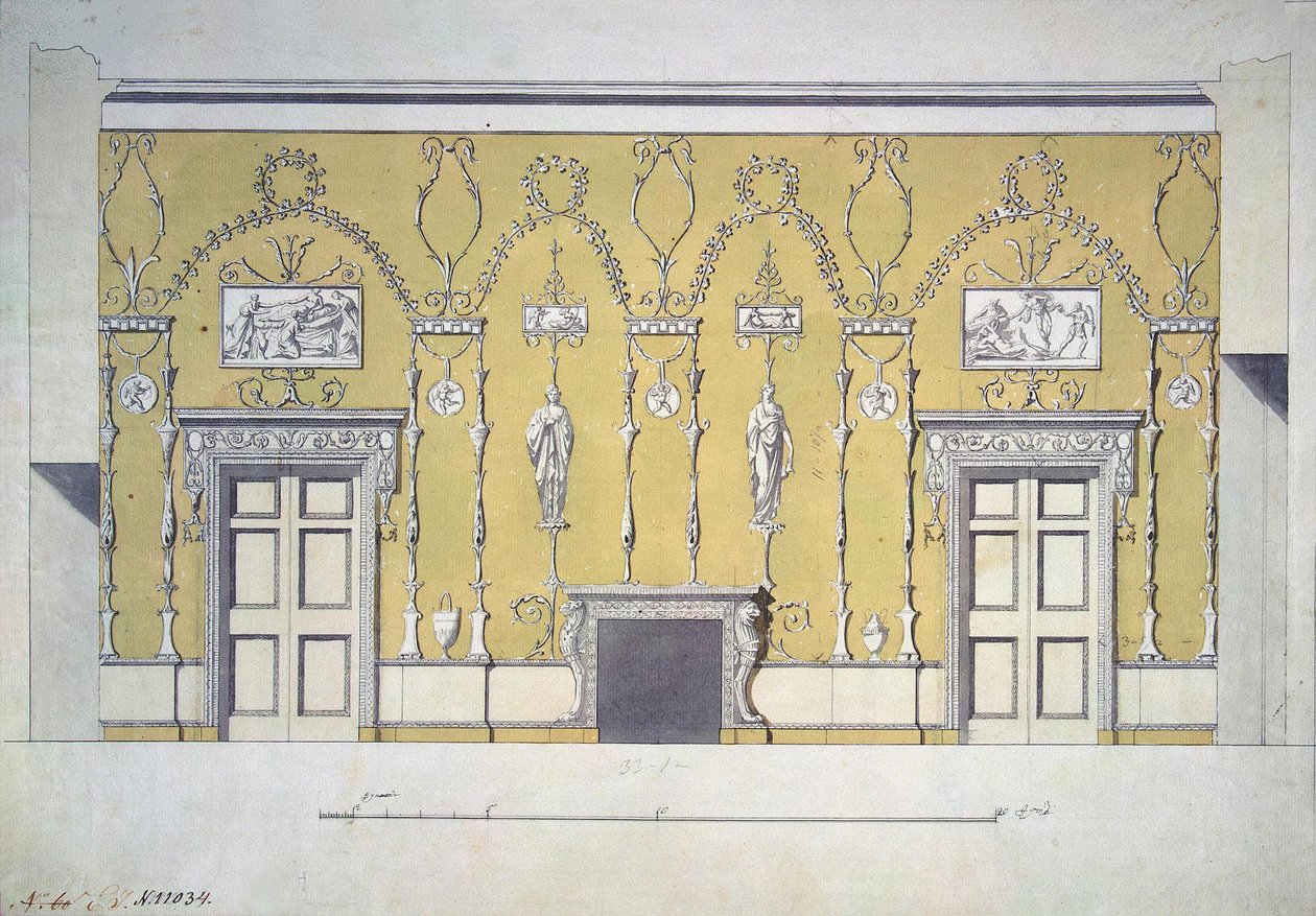 تصميم غرفة الطعام الخضراء القصر الكبير في Tsarskoye Selo ، أوائل الثمانينيات من القرن التاسع عشر بواسطة تشارلز كاميرون