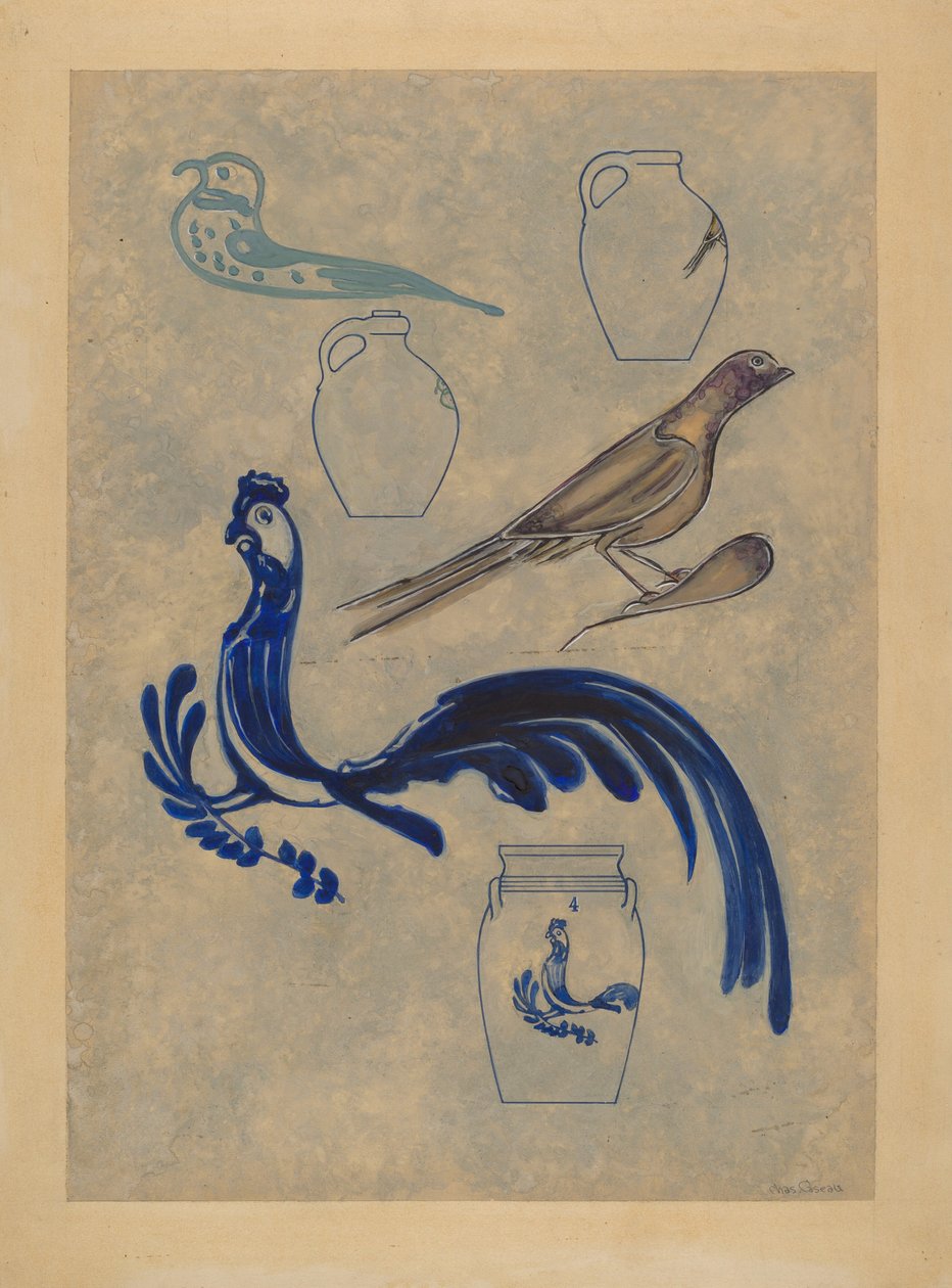 زينة الطيور على الخزف الحجري ، 19351942. بواسطة تشارلز كاسو