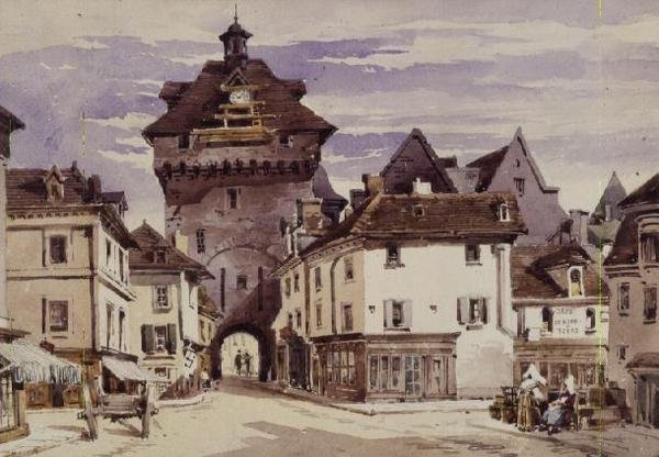 مشهد الشارع في Loches ، فرنسا (طباعة) بواسطة تشارلز كلود باين