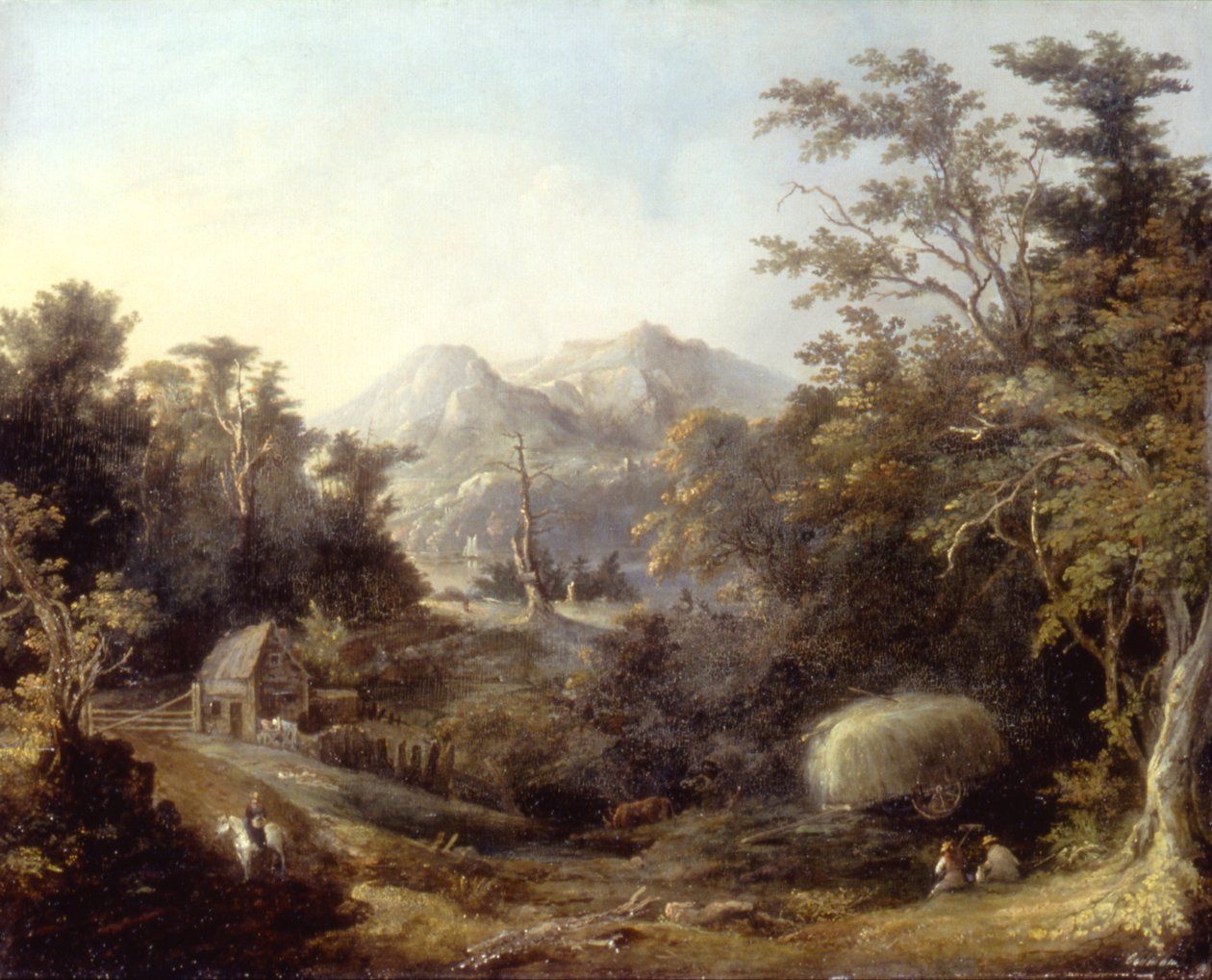 منظر طبيعي مع مزرعة وجبال ، 1832. بواسطة تشارلز كودمان