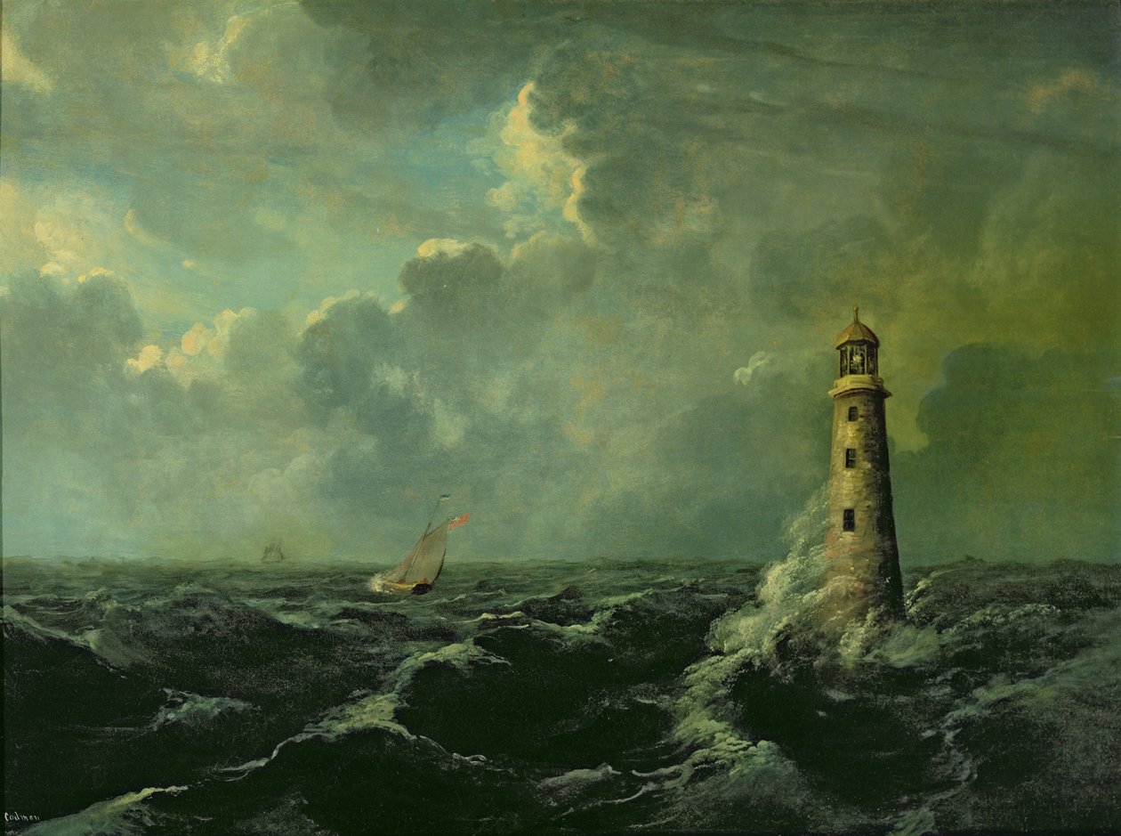 Seascape with Lighthouse (زيت على ظهر السفينة) بواسطة تشارلز كودمان