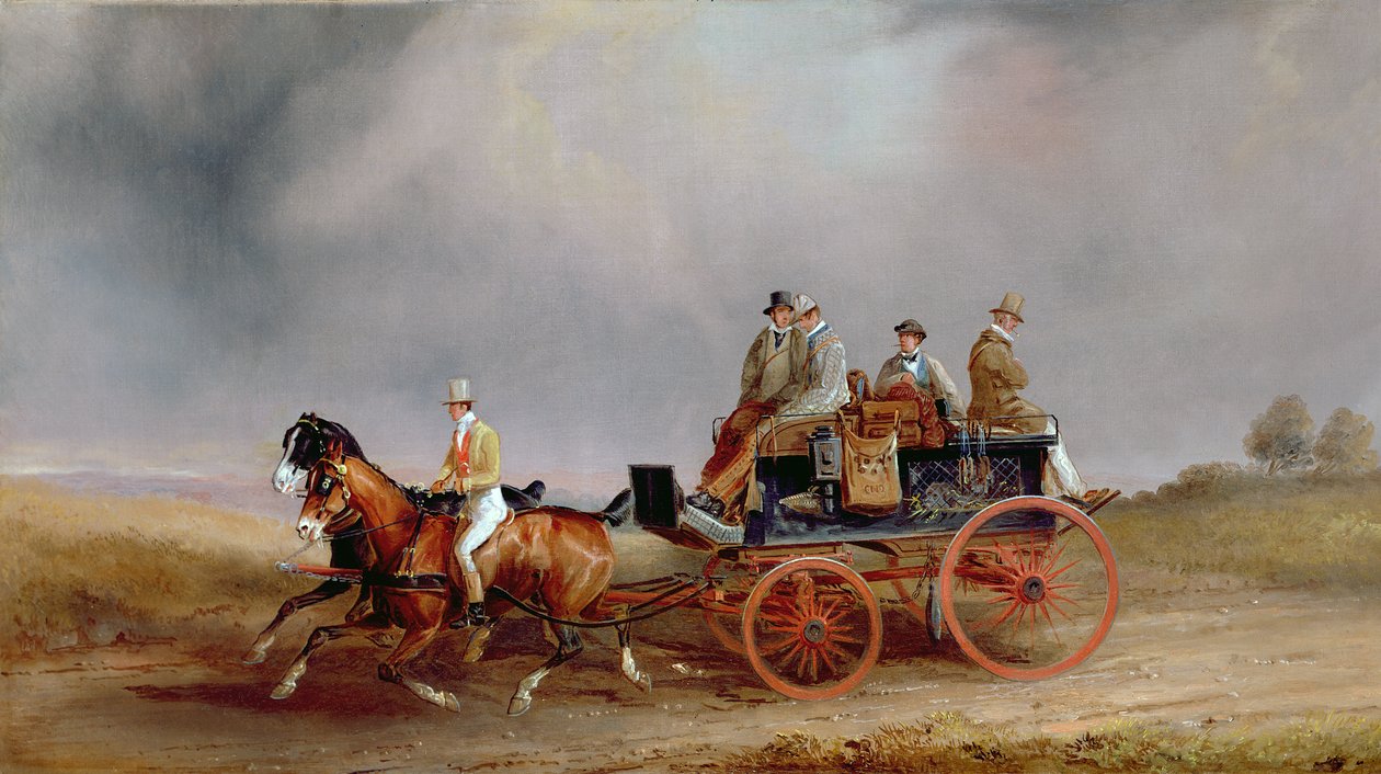 Going Shooting; a Postillion and Pair with a Game Cart (oil on canvas) بواسطة تشارلز كوبر هندرسون