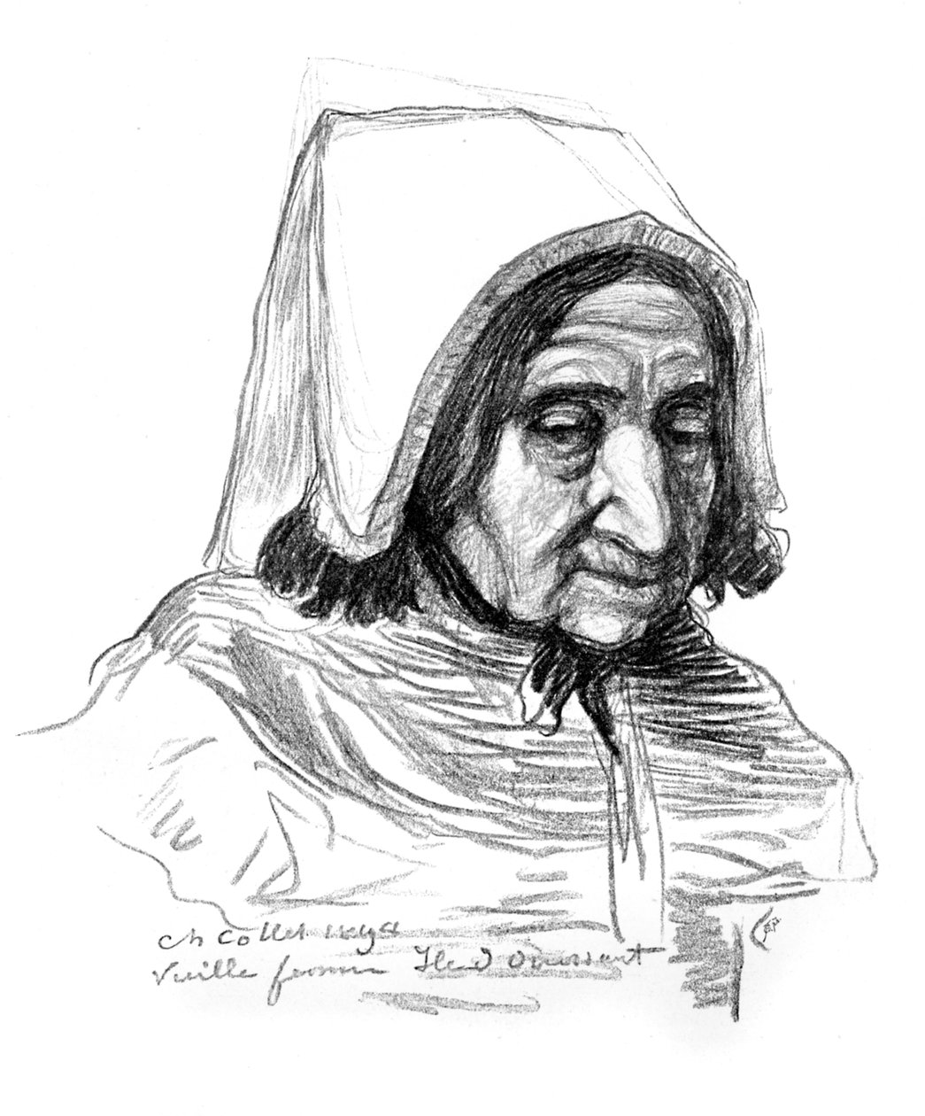 دراسة رأس امرأة عجوز ، 1899. بواسطة تشارلز كوتيت