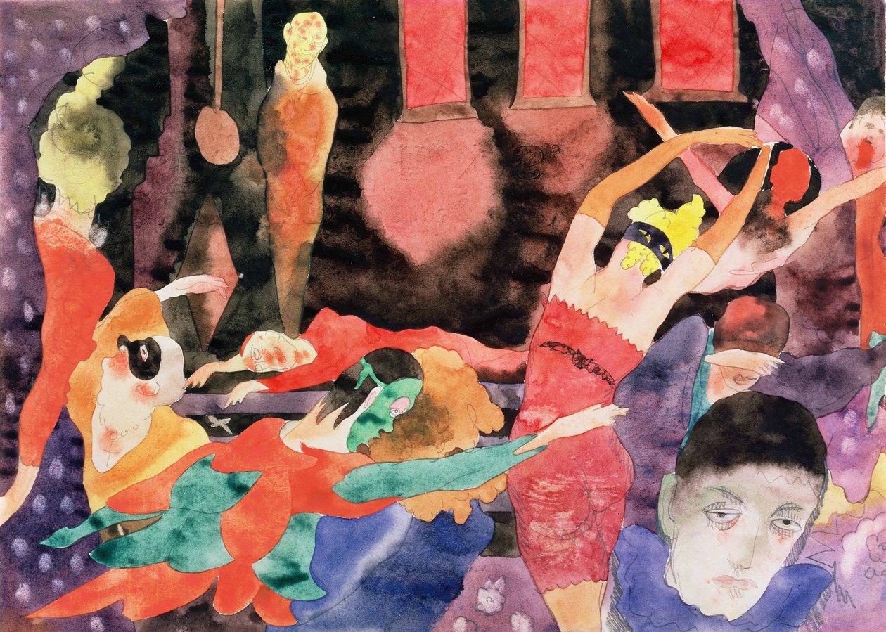 رسم توضيحي لـ Poes Masque of Red Death (مرحاض على ورق) بواسطة تشارلز ديموت