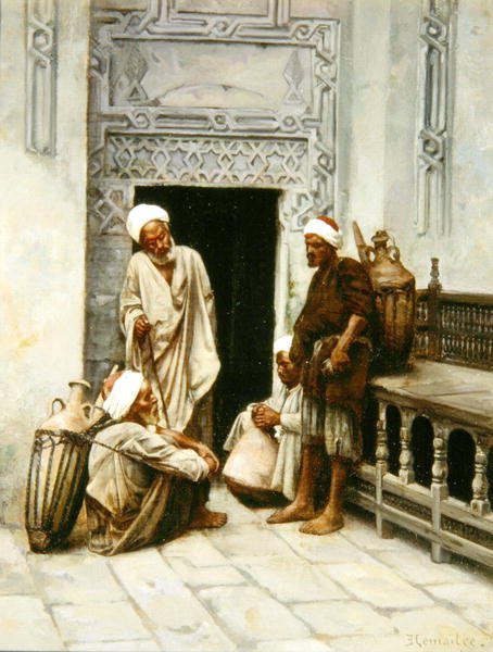 ناقلات المياه العربية عند الراحة (زيت على قماش) بواسطة تشارلز إدوارد ليميتر