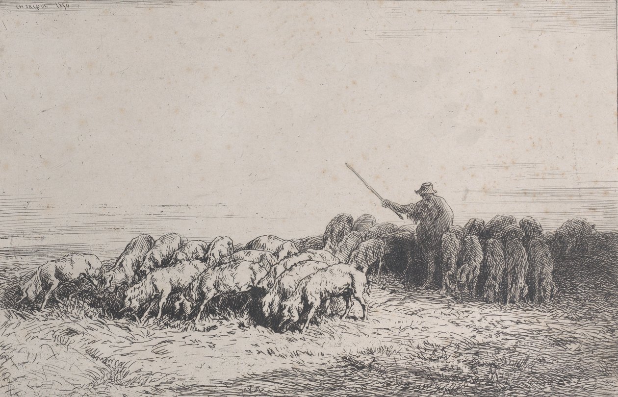 قطيع من الخنازير 1850. بواسطة تشارلز إميل جاك