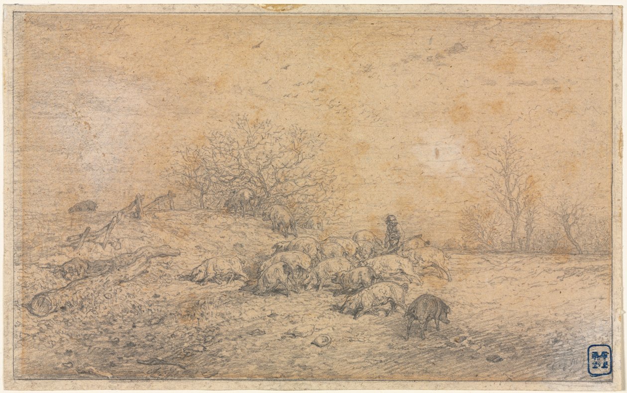 قطيع من الخنازير ، ج. 1845. بواسطة تشارلز إميل جاك