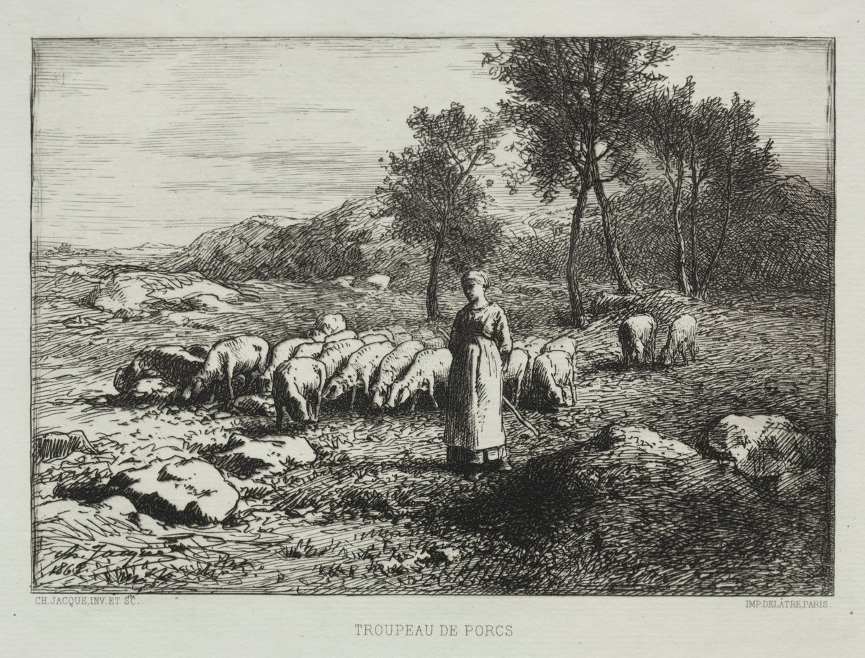 قطيع من الخنازير ، 1868. بواسطة تشارلز إميل جاك