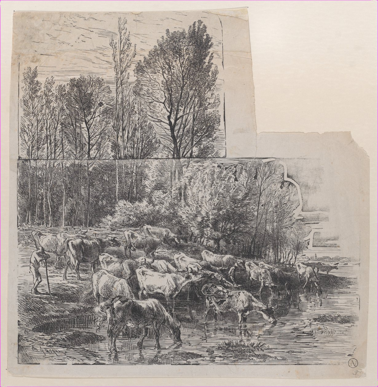 الرعاة والماشية في فورد ، كاليفورنيا. 1850. بواسطة تشارلز إميل جاك