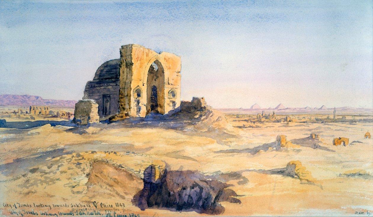 مدينة المقابر ، باتجاه سقارة ، القاهرة ، مصر ، 1863. بواسطة شارل إميل دي تورنيمين