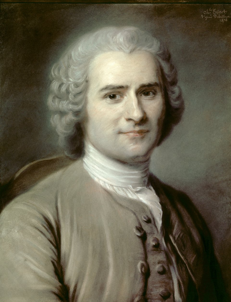 صورة جان جاك (جان جاك) روسو (1712-1778) ، الفيلسوف السويسري. باستيل بواسطة تشارلز إسكوت (1834-1902) 1874 صن. 0.46 × 0.38 م - صورة للفيلسوف السويسري جان جاك (جان جاك) روسو (1712-1778). باستيل تشارلز إسكوت (1834-1902 بواسطة تشارلز اسكوت
