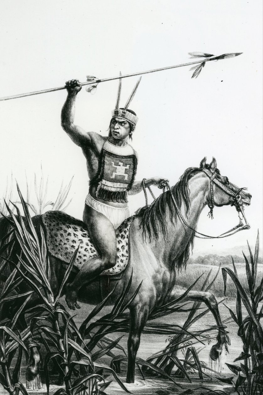 رئيس فرقة شارواس من "رحلة Pitoresque والتاريخية إلى البرازيل" بقلم جان بابتيست ديبريت ، 1834 بواسطة تشارلز إتيان بيير موت