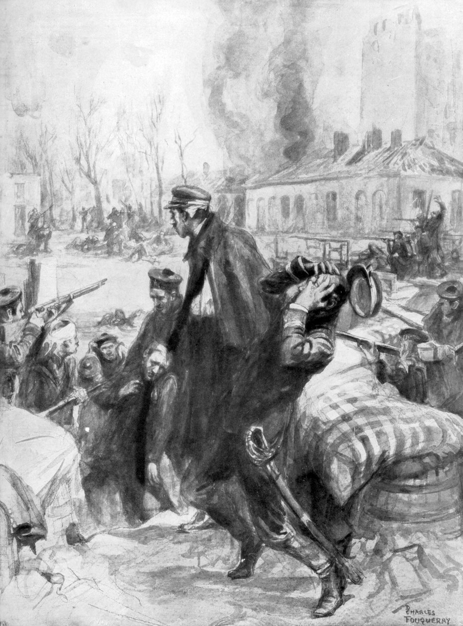 المصهرون البحريون يشاركون في معركة في الشارع في ديكسميود ، فلاندرز ، بلجيكا ، 1914 1926. بواسطة تشارلز فوكيراي