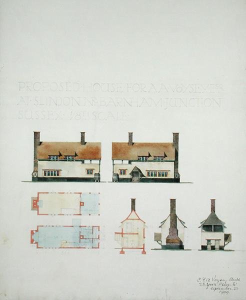 المنزل المقترح لـ AA Voysey Esq. في سليندون بالقرب من تقاطع بارنهام ، ساسكس بواسطة تشارلز فرانسيس أنيسلي فويسي