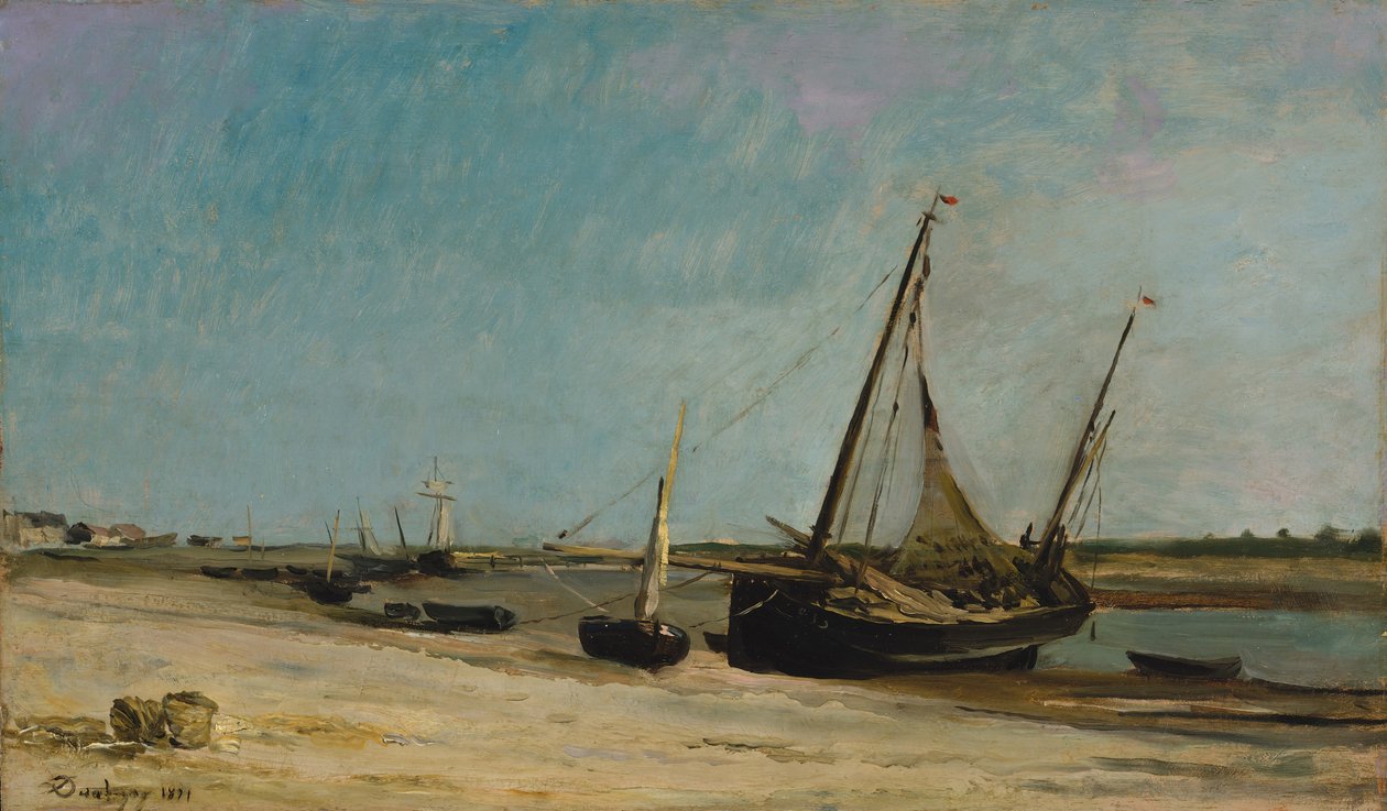 القوارب على ساحل البحر في إتابليس ، 1871. بواسطة تشارلز فرانسوا داوبيني