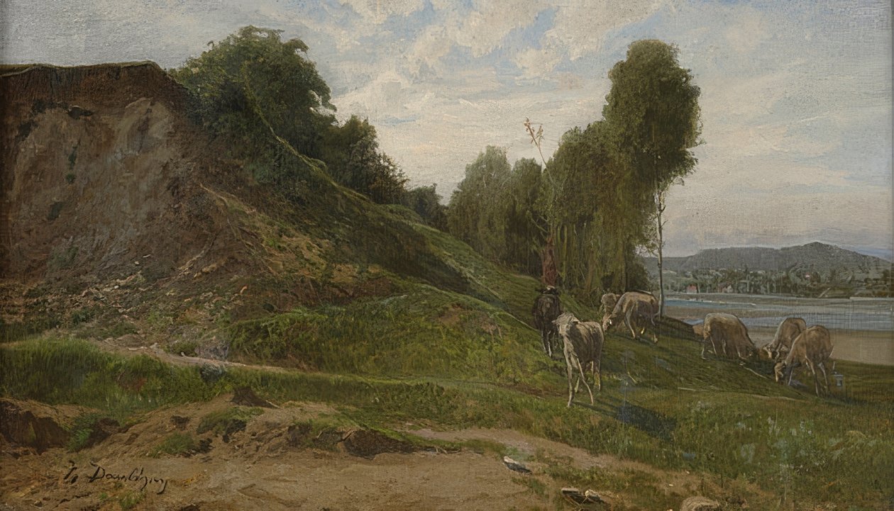 المناظر الطبيعية مع الأغنام. حوالي عام 1855 بواسطة تشارلز فرانسوا داوبيني