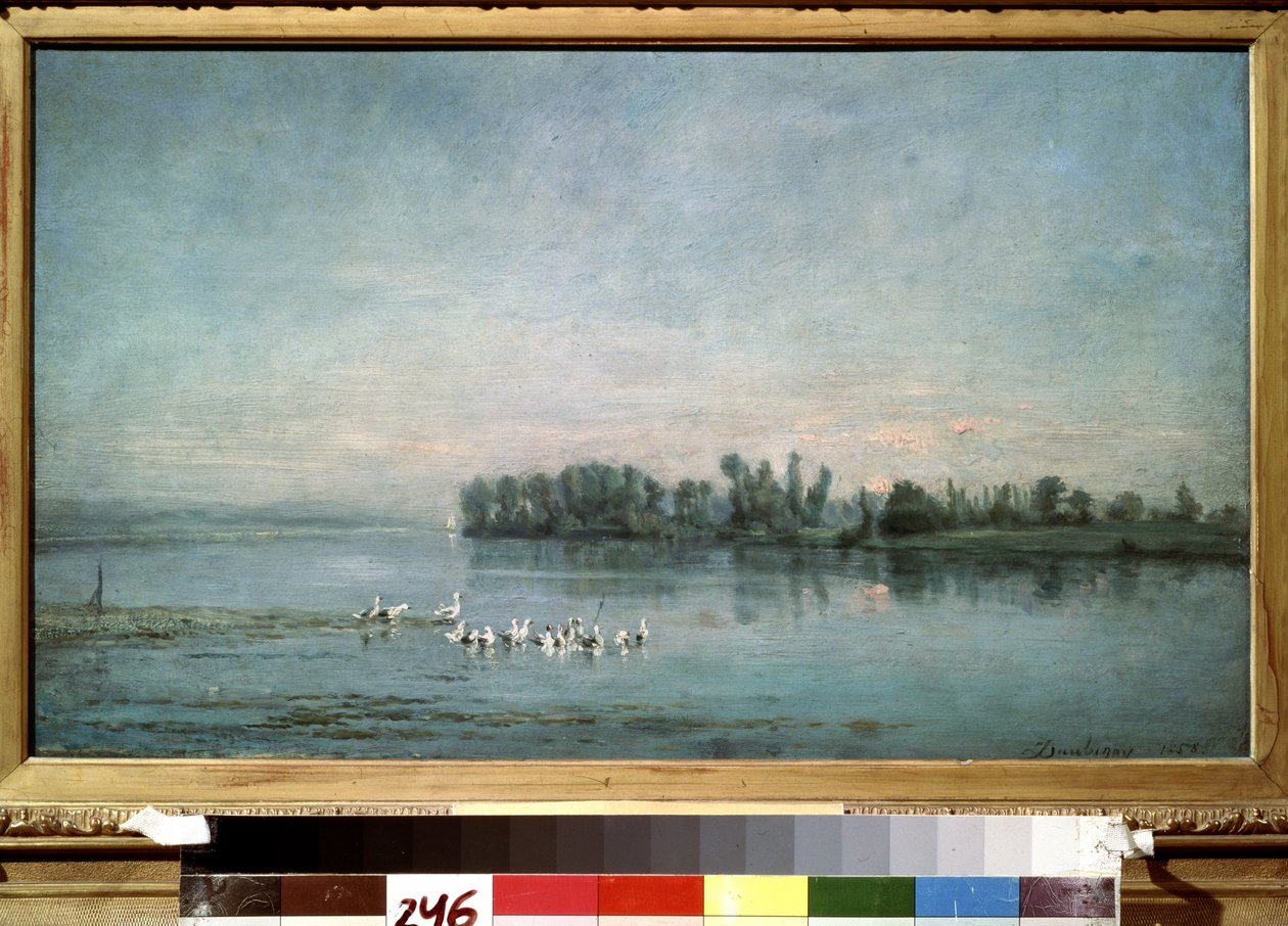 "الصباح الباكر" (في الصباح) لوحة تشارلز فرانسوا (تشارلز فرانسوا) دوبيني (1817-1878) 1858 متحف بوشكين ، موسكو بواسطة تشارلز فرانسوا داوبيني