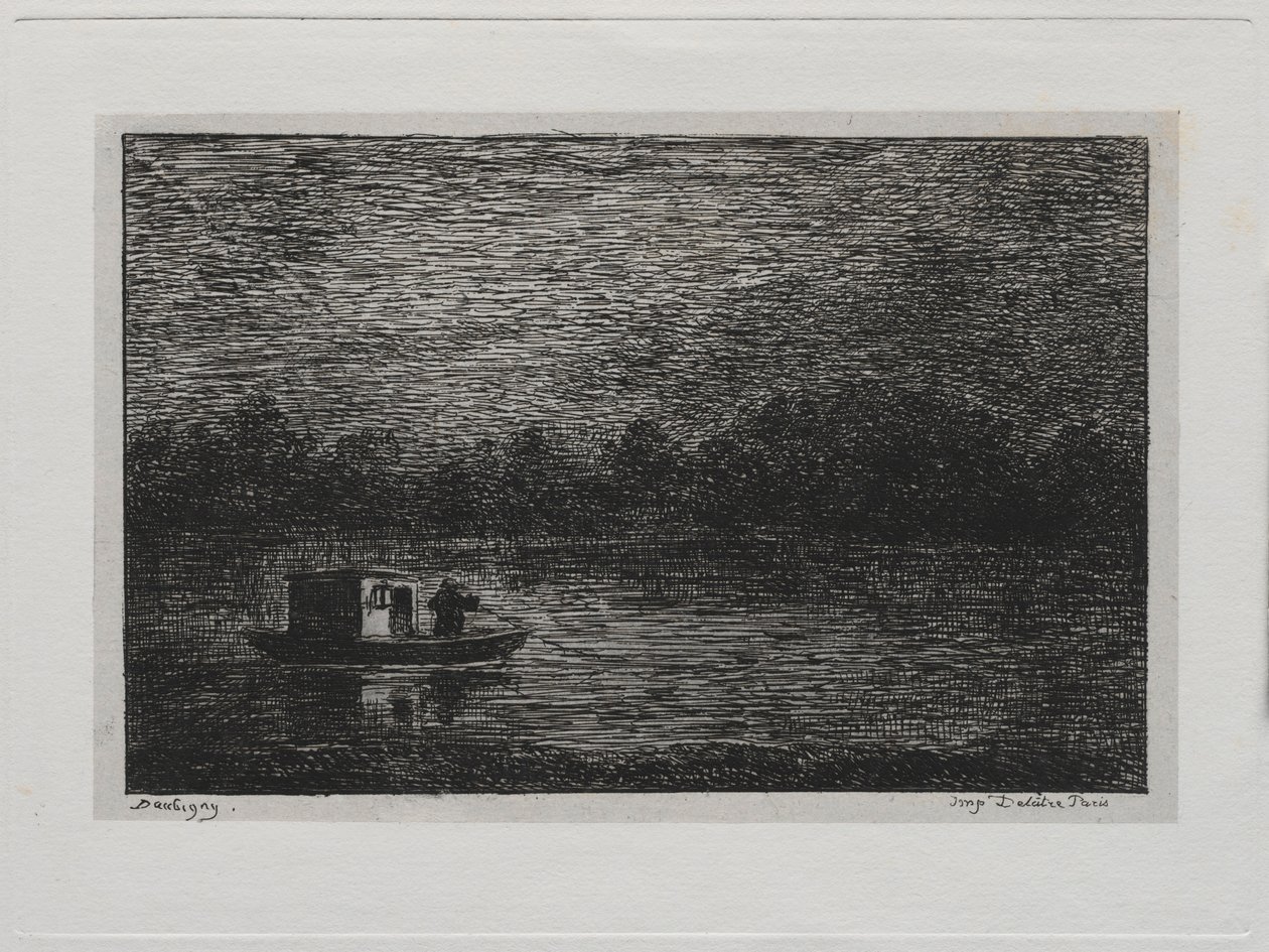 The Boat Trip: Night Voyage أو Net Fishing الإصدار الثاني ، 1861. بواسطة تشارلز فرانسوا داوبيني