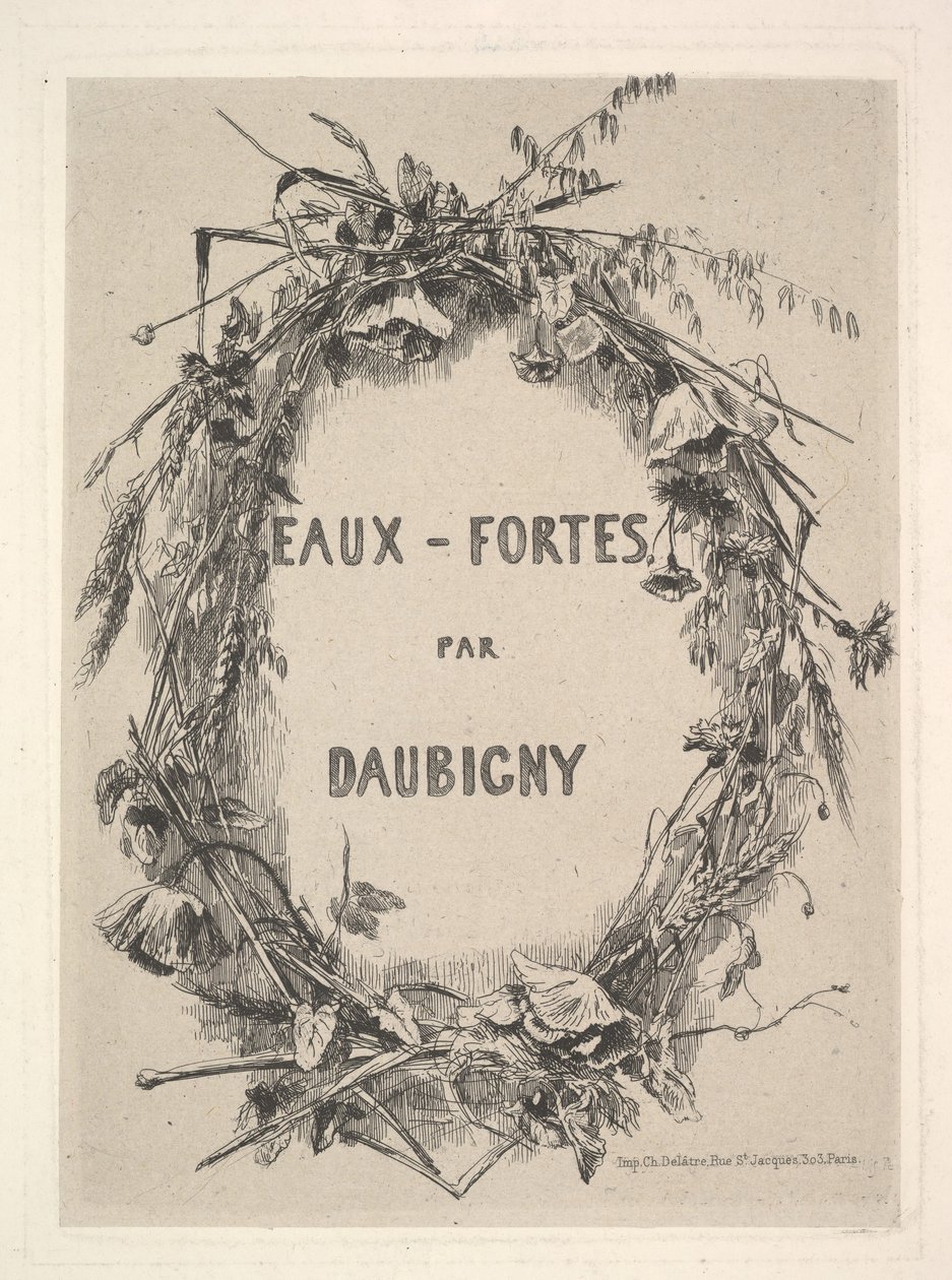 إكليل الزهور البرية ، لقب Eaux-Fortes par Daubigny ، 1850. بواسطة تشارلز فرانسوا داوبيني